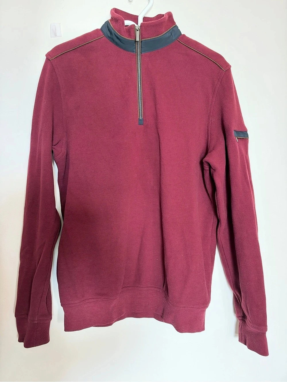 bugatti Men's Quarter Zip Mock Neck Sweatshirt Red Size Medium
